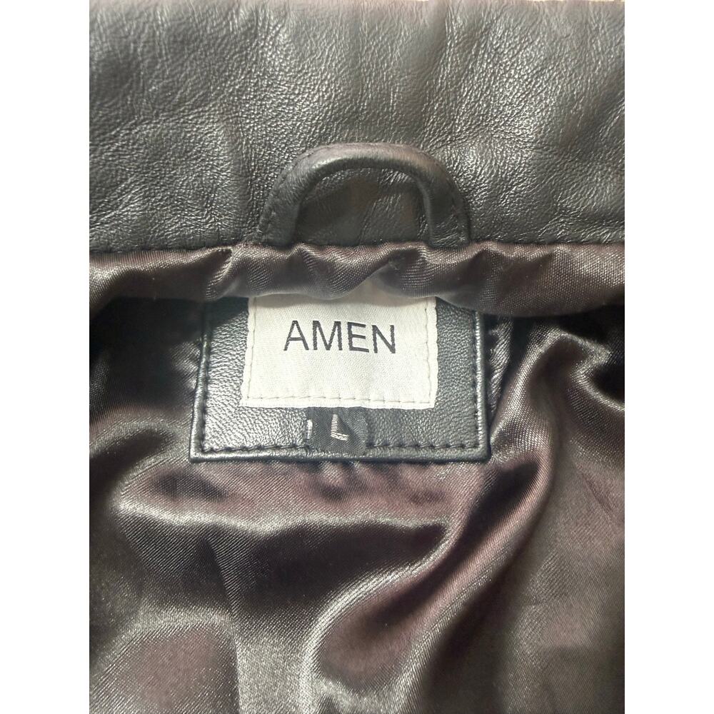 AMEN Collection Black 100% Sheep Leather Fringe Western Jacket Women’s L - Picture 5 of 13